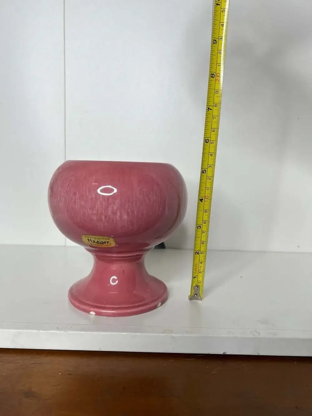 Vintage Royal Haeger Pottery Pink Glaze Pedestal Bowl / Vase